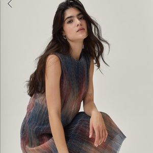 Nasty Gal Rainbow Midi Plisse Dress